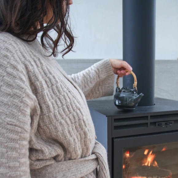 Matta - Kimono Sweater Coat in Baby Alpaca, Heather Oatmeal Color - Size M/L - Picture 10 of 10